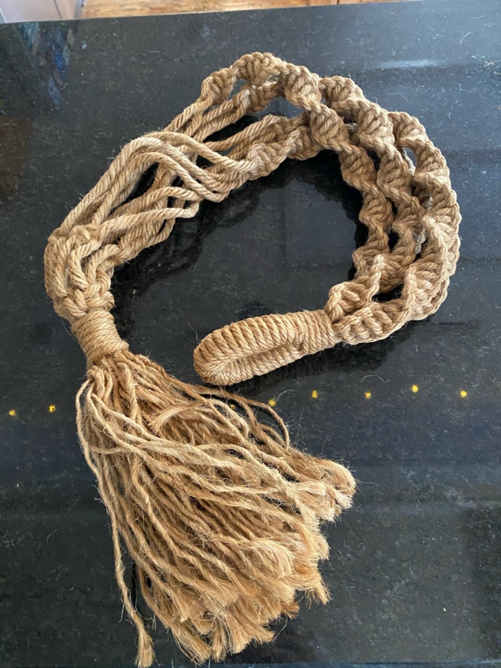 Vintage braided jute rope macrame plant hanger